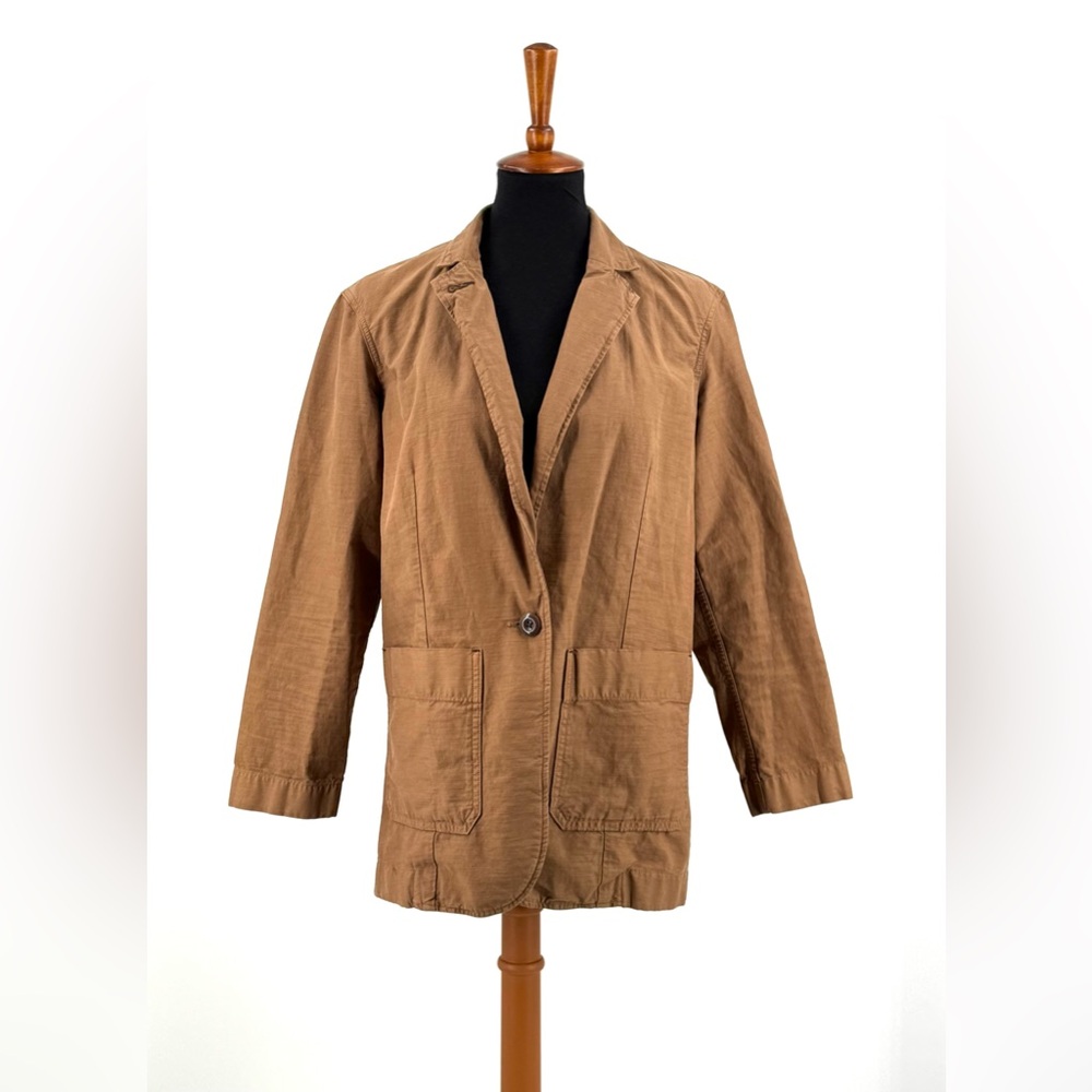 Everlane Tan Organic Cotton Linen One Button Blazer Size S